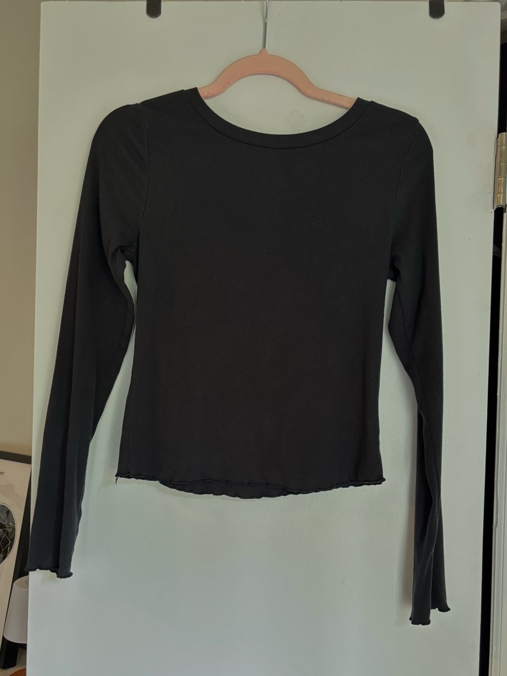 Lucky Brand Cropped Ribbed Long-Sleeve Top | M